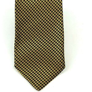 Tommy Bahama Mens Necktie Gold Black Houndstooth